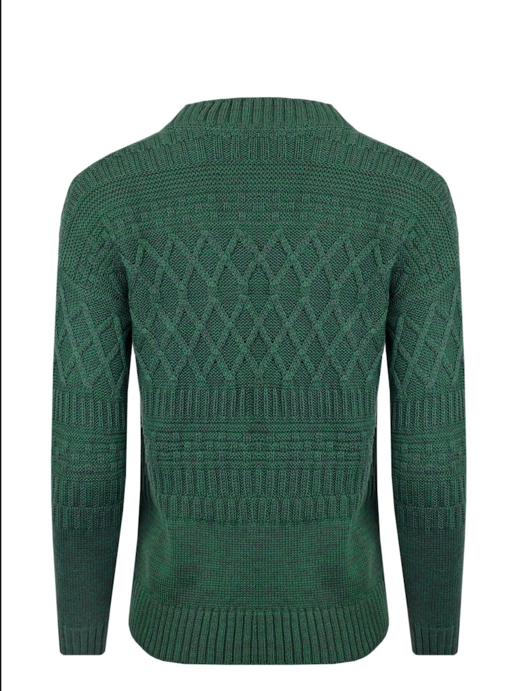 Weird Fish Green Amiens Eco Outfitter Mixed Stitch Cardigan - Image 6 of 6