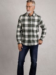 Weird Fish Green Broxton Long Sleeves Herringbone 100% Organic Cotton Check Shirt - Image 3 of 6
