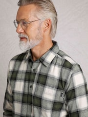 Weird Fish Green Broxton Long Sleeves Herringbone 100% Organic Cotton Check Shirt - Image 4 of 6