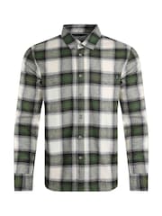 Weird Fish Green Broxton Long Sleeves Herringbone 100% Organic Cotton Check Shirt - Image 5 of 6