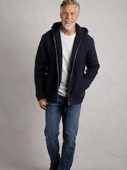Weird Fish Blue Brodhi Borg Lined Cable Full Zip Knit Hoodie - Image 1 of 2
