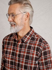 Weird Fish Brown Broxton Long Sleeves Herringbone 100% Organic Cotton Check Shirt - Image 3 of 4