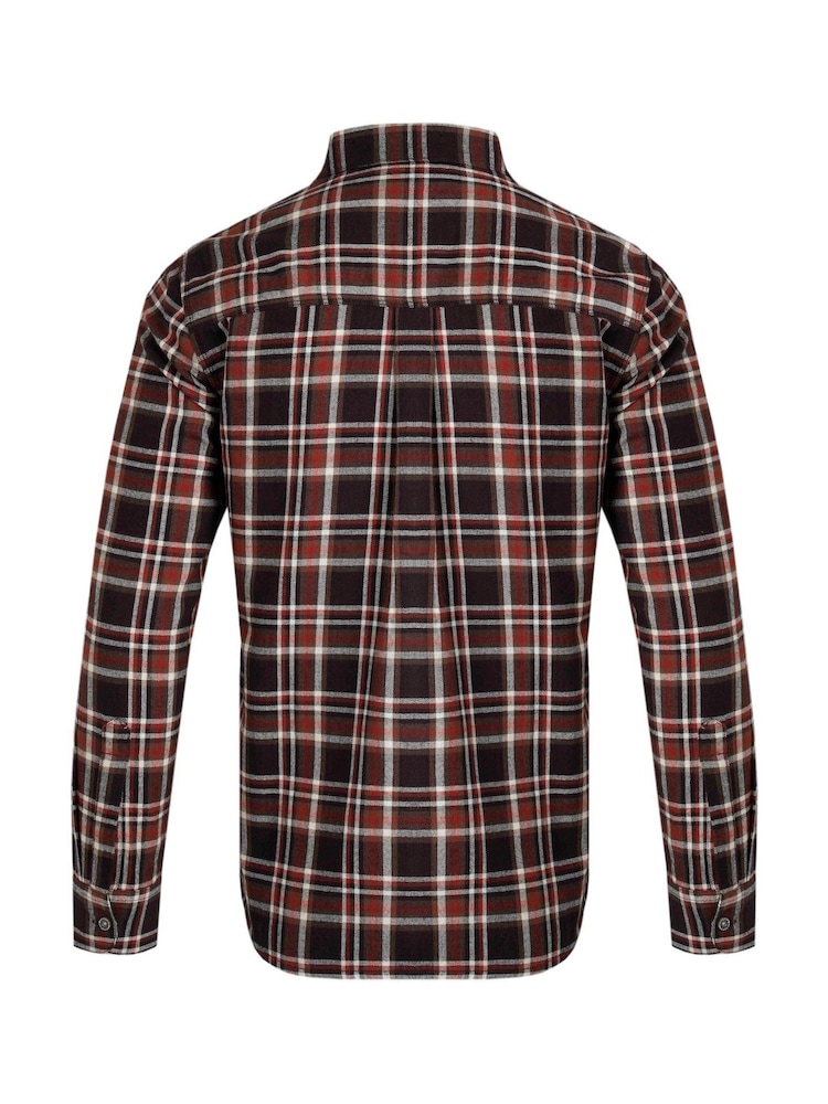 Braun - Weird Fish Broxton Langarm-Fischgrätenhemd mit Karos, 100 % Bio-Baumwolle - Bild 6 von 6