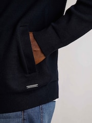 Weird Fish Blue Carter Knitted Full Zip Bomber Jacket - Image 4 of 8
