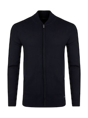 Weird Fish Blue Carter Knitted Full Zip Bomber Jacket - Image 7 of 8