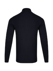 Weird Fish Blue Carter Knitted Full Zip Bomber Jacket - Image 8 of 8