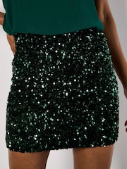 Apricot Green Chiffon Cami Sequin Skirt Dress - Image 3 of 4