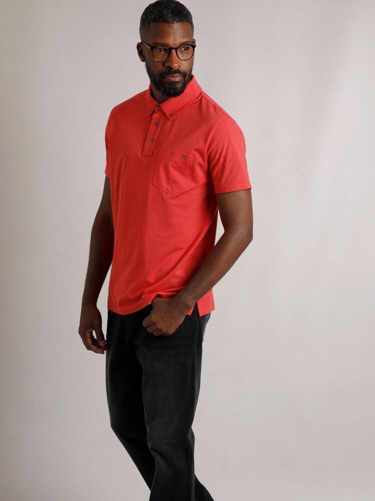 Weird Fish Red Jeremy Premium 100% Cotton Jersey Polo Shirt - Image 1 of 7