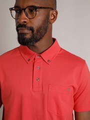 Weird Fish Red Jeremy Premium 100% Cotton Jersey Polo Shirt - Image 3 of 7