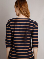 Weird Fish Blue Rommie Square Neck  Stripe  100% Organic  Cotton T-Shirt - Image 3 of 7
