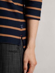 Weird Fish Blue Rommie Square Neck  Stripe  100% Organic  Cotton T-Shirt - Image 5 of 7