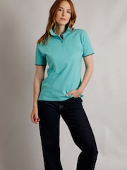 Weird Fish Light Blue Pammie Pique 100% Cotton Polo Shirt - Image 1 of 6