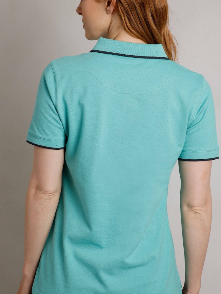 Weird Fish Light Blue Pammie Pique 100% Cotton Polo Shirt - Image 2 of 6