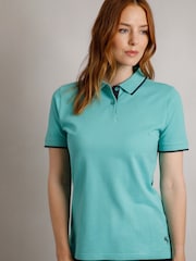 Weird Fish Light Blue Pammie Pique 100% Cotton Polo Shirt - Image 3 of 6