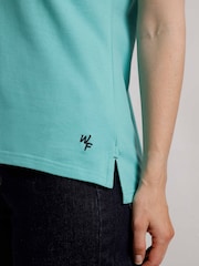 Weird Fish Light Blue Pammie Pique 100% Cotton Polo Shirt - Image 4 of 6