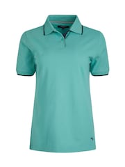 Weird Fish Light Blue Pammie Pique 100% Cotton Polo Shirt - Image 5 of 6