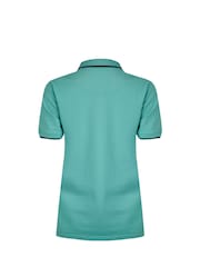 Weird Fish Light Blue Pammie Pique 100% Cotton Polo Shirt - Image 6 of 6