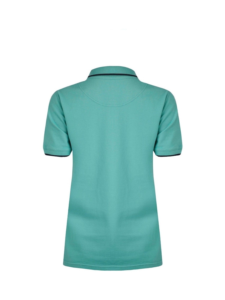 Weird Fish Light Blue Pammie Pique 100% Cotton Polo Shirt - Image 6 of 6