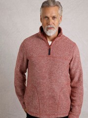 Weird Fish Brown Laramie Eco 1/4 Zip Snow Marl Fleece - Image 2 of 4