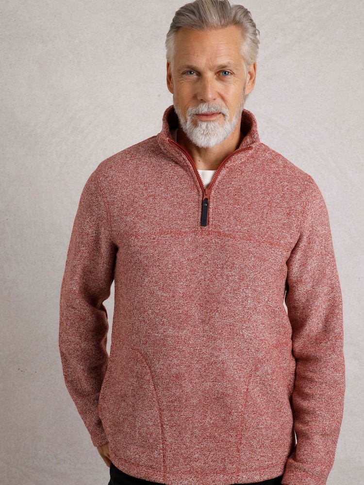 Weird Fish Brown Laramie Eco 1/4 Zip Snow Marl Fleece - Image 2 of 4