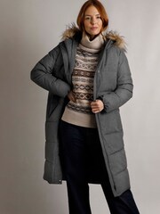 Weird Fish Grey Shola Houndstooth Padded Longline Jacket - Image 2 of 7