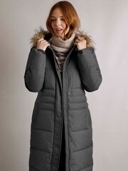 Weird Fish Grey Shola Houndstooth Padded Longline Jacket - Image 4 of 7