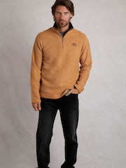 Weird Fish Caramel Newark Eco Quarter Zip Grid Fleece - Image 1 of 3