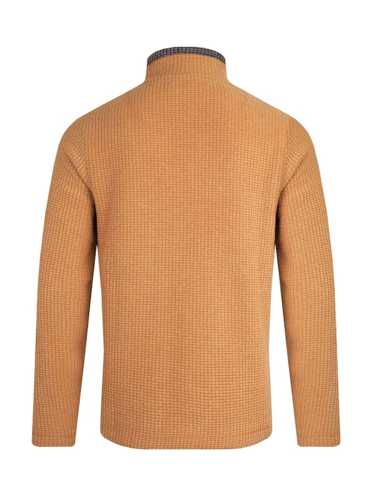 Weird Fish Caramel Newark Eco Quarter Zip Grid Fleece - Image 3 of 3