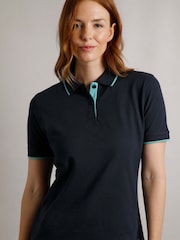 Weird Fish Blue Pammie Pique 100% Cotton Polo Shirt - Image 1 of 7