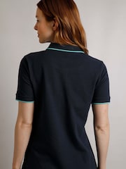 Weird Fish Blue Pammie Pique 100% Cotton Polo Shirt - Image 2 of 7