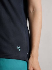 Weird Fish Blue Pammie Pique 100% Cotton Polo Shirt - Image 4 of 7