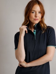 Weird Fish Blue Pammie Pique 100% Cotton Polo Shirt - Image 5 of 7