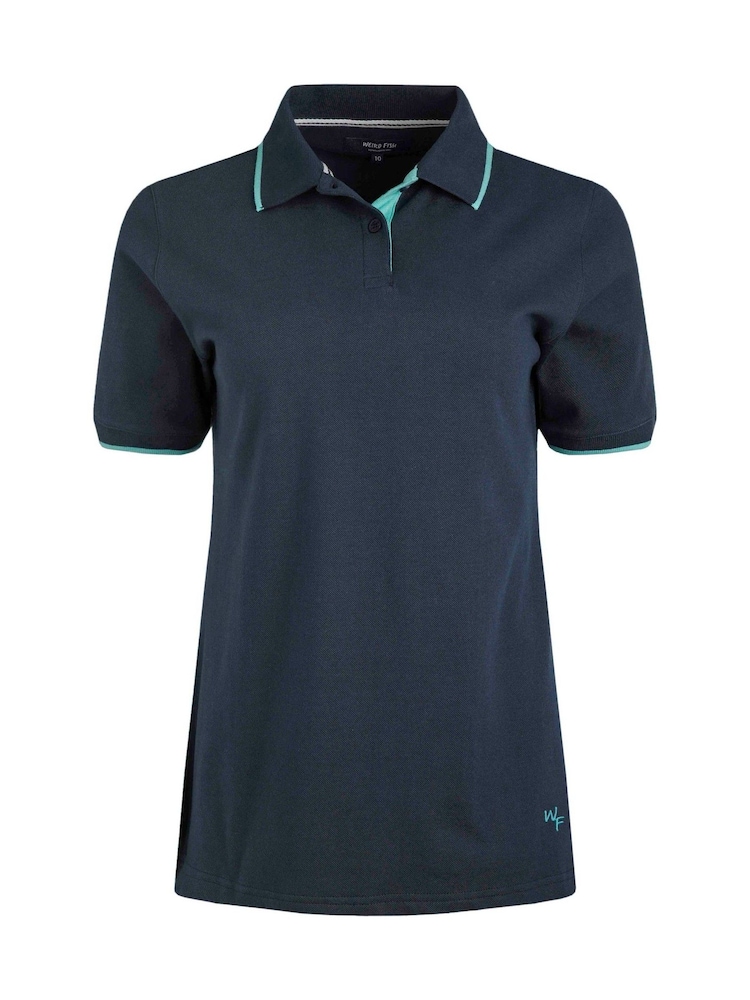 Weird Fish Blue Pammie Pique 100% Cotton Polo Shirt - Image 6 of 7