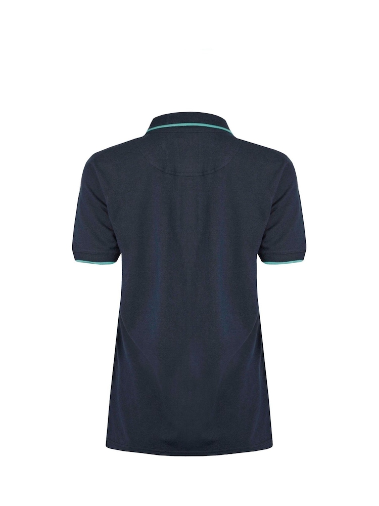 Weird Fish Blue Pammie Pique 100% Cotton Polo Shirt - Image 7 of 7