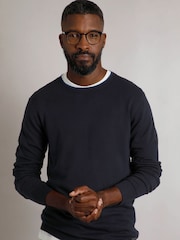 Weird Fish Dark Blue Noah Crew Neck Jumper - Image 1 of 3