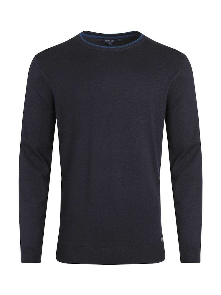 Weird Fish Dark Blue Noah Crew Neck Jumper - Image 2 of 3