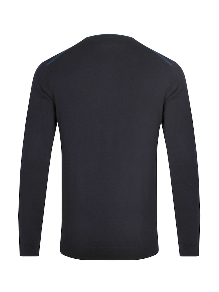 Weird Fish Dark Blue Noah Crew Neck Jumper - Image 3 of 3