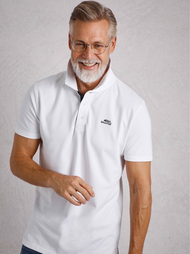 Weird Fish White Miles Pique 100% Cotton Polo Shirt - Image 1 of 8
