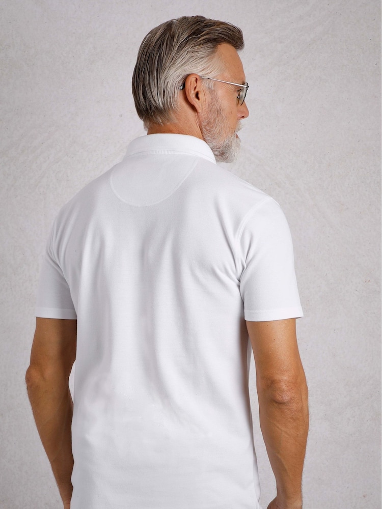 Weird Fish White Miles Pique 100% Cotton Polo Shirt - Image 2 of 8