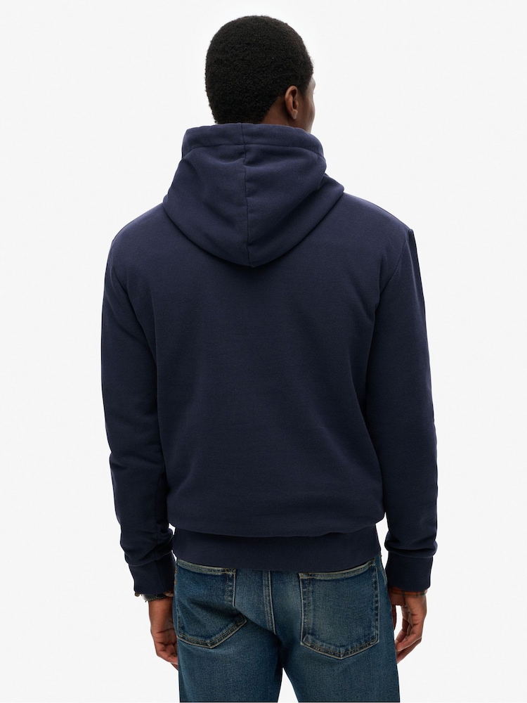 Superdry Blue Venue Logo Stripe Relaxed Hoodie - Image 2 of 5