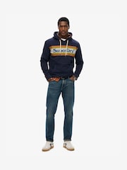 Superdry Blue Venue Logo Stripe Relaxed Hoodie - Image 3 of 5