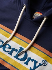 Superdry Blue Venue Logo Stripe Relaxed Hoodie - Image 5 of 5