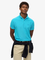 Superdry Blue Vint Destroy 100% Cotton Polo Shirt - Image 1 of 5