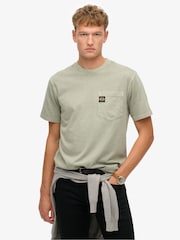 Superdry Blue Contrast Stitch Pocket 100% Cotton T-Shirt - Image 1 of 5
