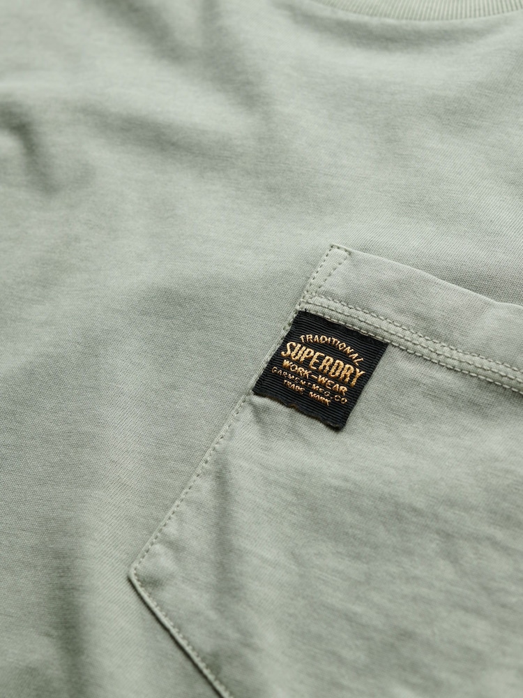 Superdry Blue Contrast Stitch Pocket 100% Cotton T-Shirt - Image 5 of 5