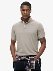 Superdry Grey Vintage Destroy Relaxed 100% Cotton Polo Shirt - Image 2 of 5