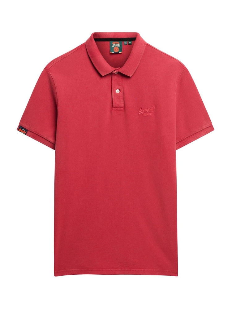 Superdry Red Vintage Destroy Relaxed 100% Cotton Polo Shirt - Image 5 of 6