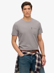 Superdry Grey Classic Essential Pocket 100% Cotton T-Shirt - Image 1 of 6