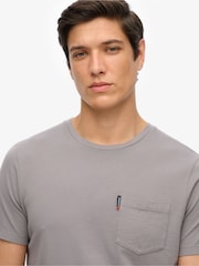 Superdry Grey Classic Essential Pocket 100% Cotton T-Shirt - Image 4 of 6