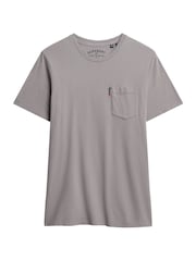 Superdry Grey Classic Essential Pocket 100% Cotton T-Shirt - Image 5 of 6
